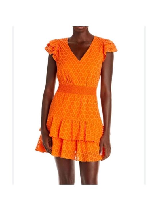 Alice + Olivia Dresses & Skirts - Alice + Olivia Women's Orange Ruffled Tiered Knee Length Dress M